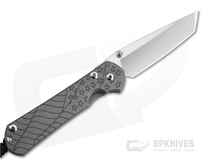 Chris Reeve Large Sebenza 31 Left Hand Tanto Forever Flag Glass Blasted Titanium MagnaCut Folding Knife (3.62" Blade) L31-1511 - CRK-L31-1511