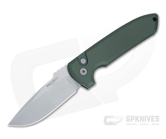 Protech Rockeye Auto Stonewashed Blade Green Handle - PT-LG301-GREEN