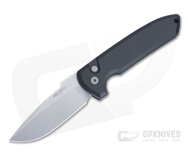 Protech Rockeye Auto Stonewashed Blade Black Handle - PT-LG301