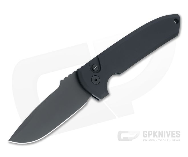 Protech Knives Les George Rockeye Operator DLC S35VN Smooth Black Aluminum Automatic LG303 - PT-LG303-OPERATOR
