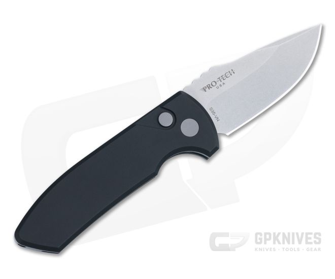 Protech SBR Left Hand Stonewashed Blade Black Handle Auto - PT-LG401-LH