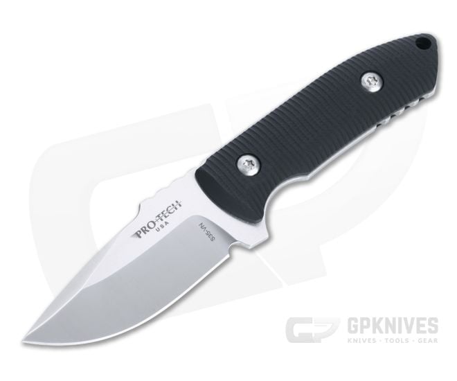Protech Knives Les George SBR Fixed Satin S35VN Black G10 Leather Sheath EDC Fixed Blade LG502-SATIN - PT-LG502-SATIN