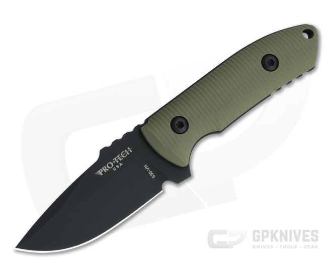 Protech Les George SBR Fixed Black DLC S35VN 3D Green G10 Kydex Sheath EDC Fixed Blade LG511 - PT-LG511-GREEN