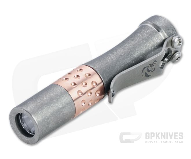 Laulima Metal Craft Hoku Short Stonewashed Titanium Copper Dimple Led Flashlight - LMC-LMC008