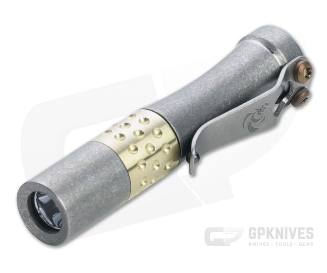 Laulima Metal Craft Hoku Short Stonewashed Titanium Brass Dimple Led Flashlight - LMC-LMC010