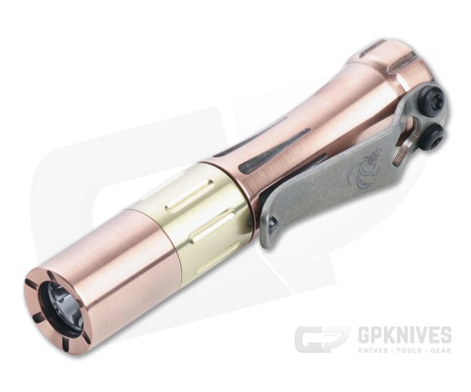 Laulima Metal Craft Hoku Short Satin Copper Brass Straight Groove Led Flashlight - LMC-LMC011