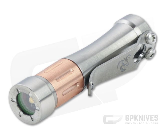 Laulima Metal Craft Hoku Short Smooth Satin Titanium Copper Straight Groove Led Flashlight - LMC-LMC018