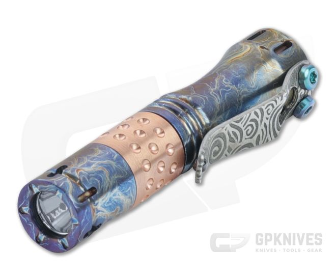 Laulima Metal Craft Hoku HVV Short Milled Acid Wash Titanium Copper Dimpled Led Flashlight - LMC-LMC019