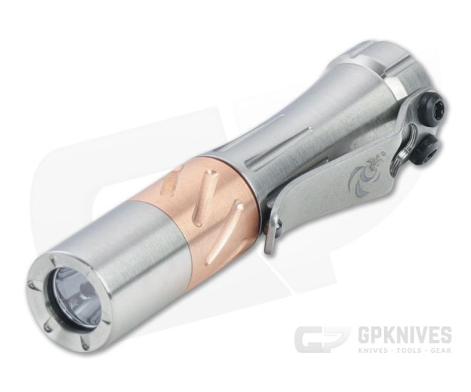 Laulima Metal Craft Hoku Short Milled Satin Titanium Copper Twist Groove Led Flashlight - LMC-LMC021