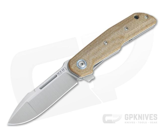 MKM Mikita Terzuola Clap Natural Canvas Micarta M390 Liner Lock Flipper LS01-NC - MKM-LS01-NC