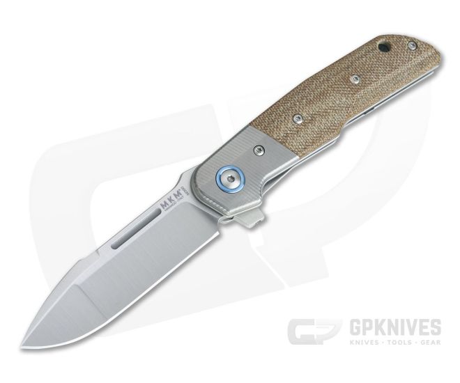 MKM Mikita Terzuola Clap Bolstered Natural Canvas Micarta M390 Liner Lock Flipper LS01-NCT - MKM-LS01-NCT