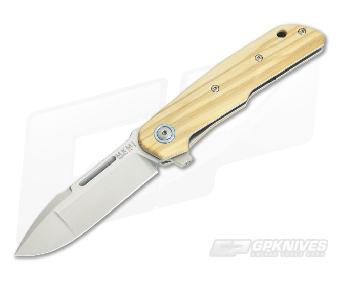 MKM Mikita Terzuola Clap Olive Wood Liner Lock Removable Flipper M390 LS01-O - MKM-LS01-O