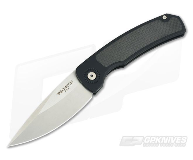 Protech Magic 2 Whiskers Scale Release Automatic Stonewash Carbon Fiber Inlay M2614 - PT-M2614