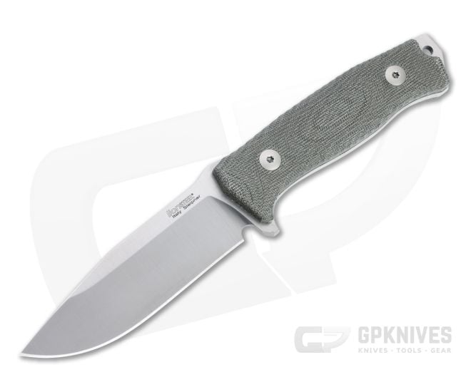 LionSteel M5 Green Canvas Micarta Satin Sleipner Steel Fixed Blade Hunter - LS-M5-CVG