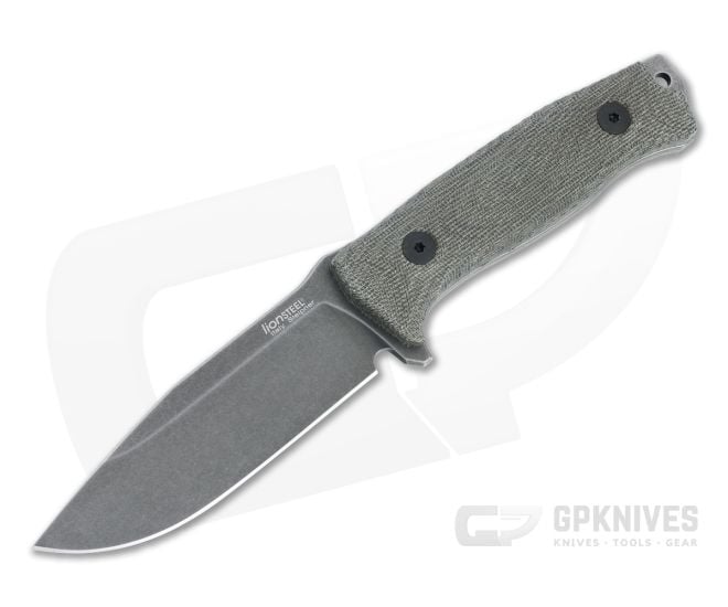 LionSteel M5B Green Canvas Micarta Black PVD Sleipner Steel Fixed Blade Hunter - LS-M5B-CVG