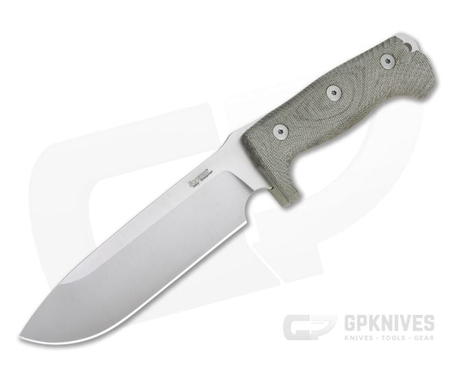 LionSteel M7 Solid Green Canvas Micarta Satin Sleipner Full Tang Fixed Blade M7-CVG - LS-M7-CVG