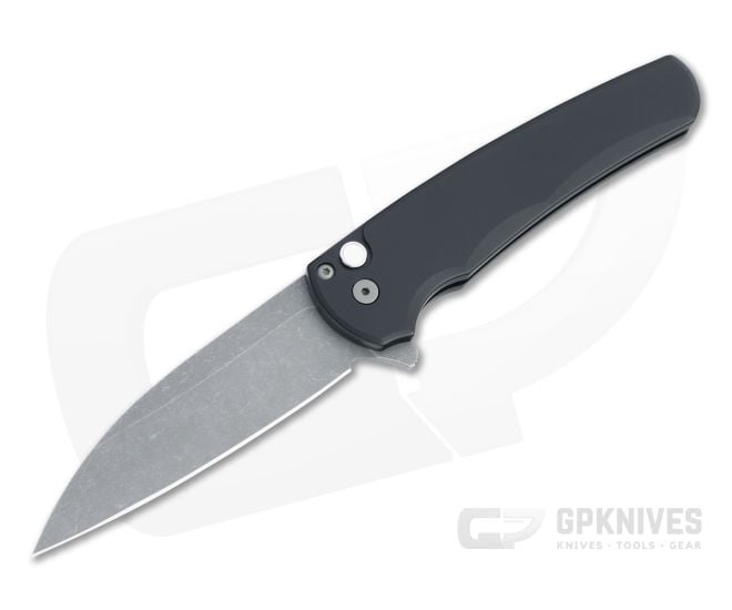 Protech Malibu Wharncliffe Blade Show 2021 Acid Washed 20CV Black Button Lock Flipper BS2021-01 - PT-MALIBU-BS2021-01