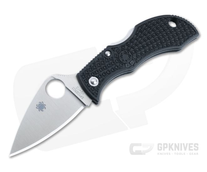 Spyderco Manbug Lightweight Black FRN Handles Plain VG10 Leaf Blade MBKLFP - SP-MBKLFP