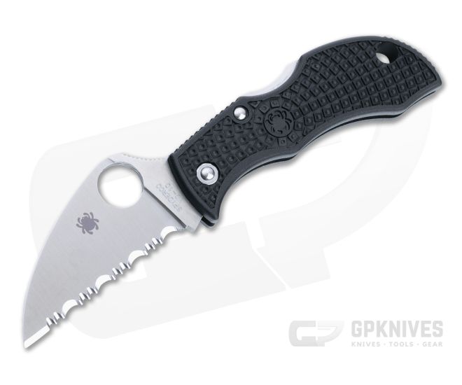 Spyderco Manbug Wharncliffe Satin Serrated VG10 Black FRN Back Lock MBKWS - SP-MBKWS