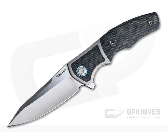 Reate x Lambert Mini Crossroads Satin M390 Black Micarta Inlaid Titanium Flipper - RK-MCR-BKM