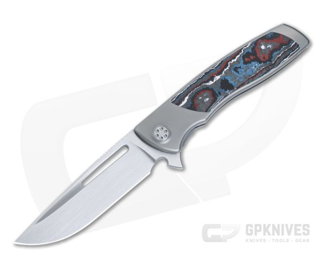 Sharp By Design Mini Evo Flipper Titanium Nebula FatCarbon Inlays Satin M390 Drop Point ME-07 - SBD-ME-07