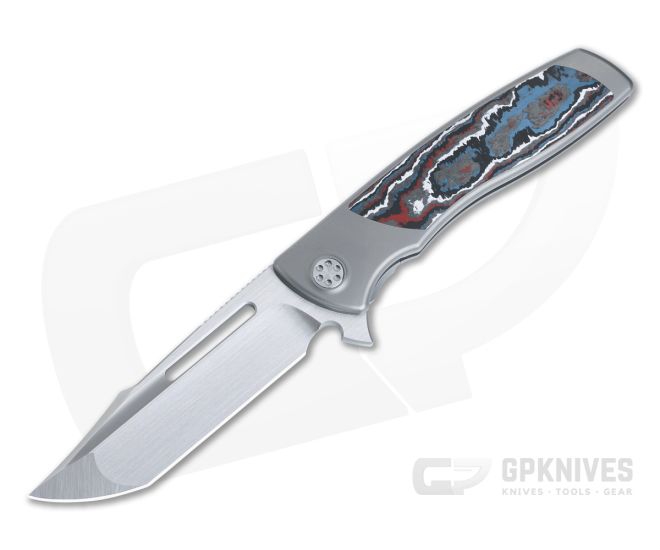 Sharp By Design Mini Evo Flipper Titanium Nebula FatCarbon Inlay Satin M390 Harpoon ME-08 - SBD-ME-08