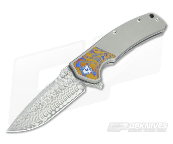 Reate Knives Mini Horizon-D Mokuti Titanium Damasteel Frame Lock Flipper - RK-MHD-02