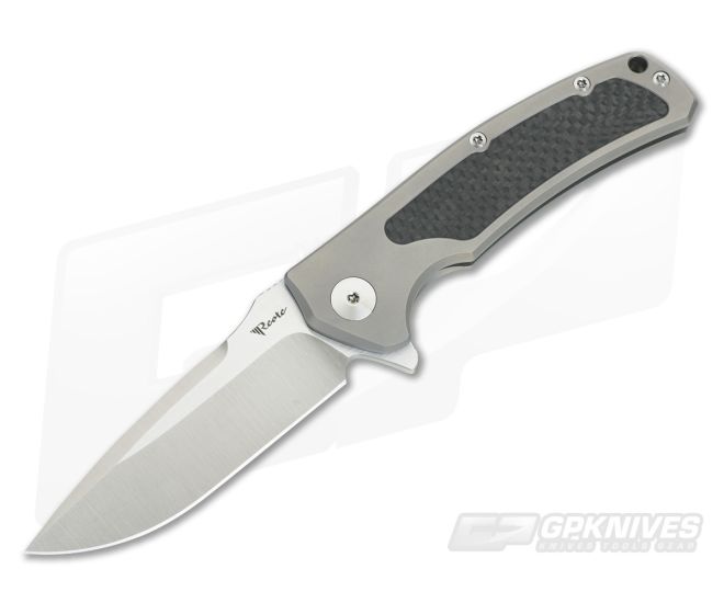 Reate Knives Mini Horizon-D Grey Titanium Carbon Fiber M390 Frame Lock Flipper - RK-MHD-08