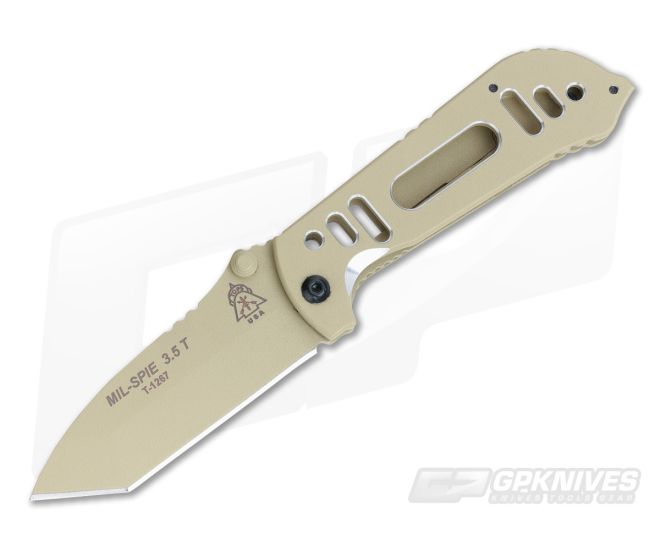 TOPS Knives MIL-SPIE 3.5 Folder Tanto Point Coyote Tan - TP-MIL35T-05