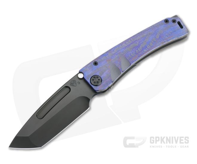 Medford Knives Marauder Tanto PVD 3V Cement and Violet Rope Milled Titanium Folder MKT092 - MKT-MKT092