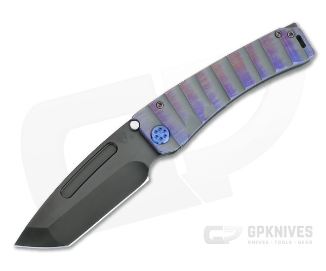 Medford Knives Marauder Tanto PVD S35VN Cement Violet Armadillo Milled Titanium Folder MKT094 - MKT-MKT094