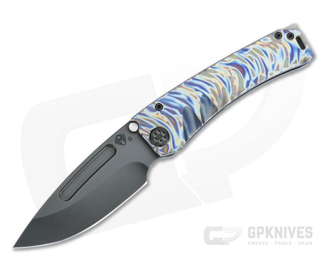 Medford Knives Marauder DP Black PVD S35VN Faced & Tsunami Flamed Titanium Folder MKT096 - MKT-MKT096