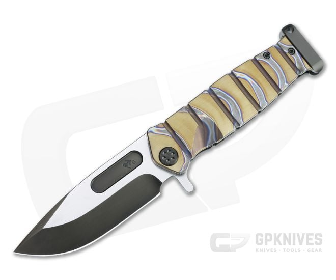 Medford USMC Fighter Flipper Two-Tone PVD S35VN Bronze Faced Flamed & PVD Titanium Frame Lock MKT098 - MKT-MKT098