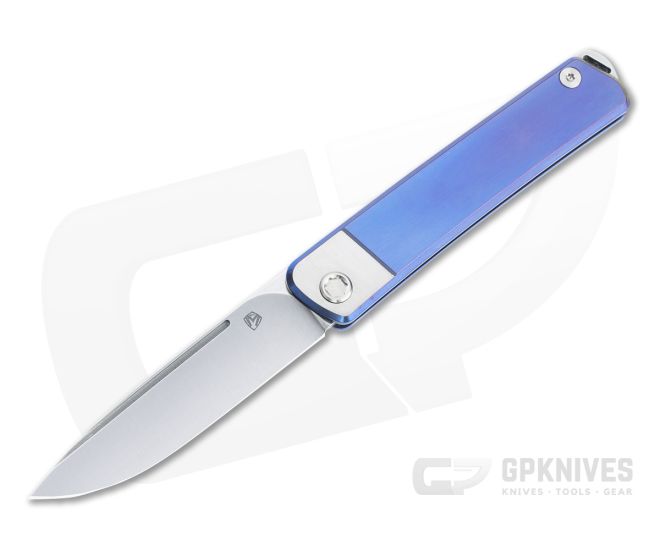 Medford Gentleman Jack S35VN Brushed Bolster Blue Titanium Slip Joint Folder MKT100 - MKT-MKT100