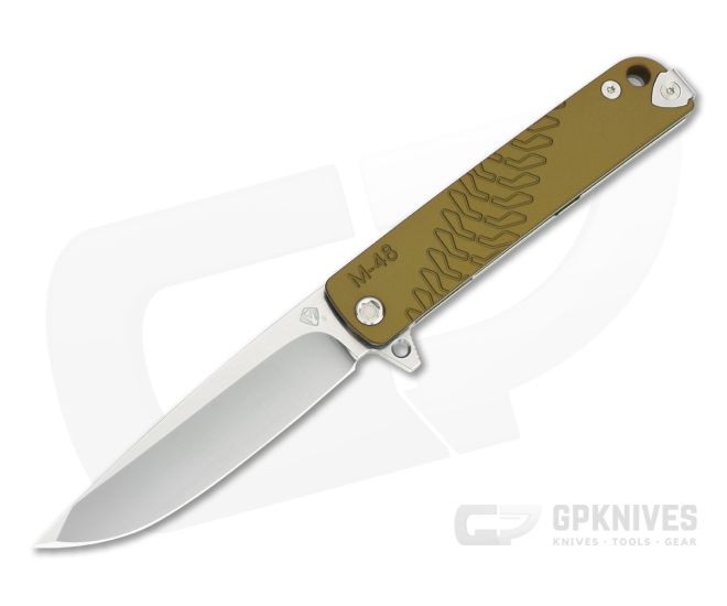 Medford M-48 Tumbled S35VN Yellow Aluminum Titanium Frame Lock Flipper MKT105 - MKT-MKT105