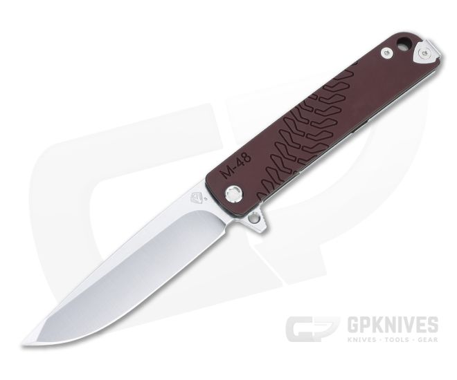 Medford M-48 Tumbled S35VN Red Aluminum Titanium Frame Lock Flipper MKT107 - MKT-MKT107