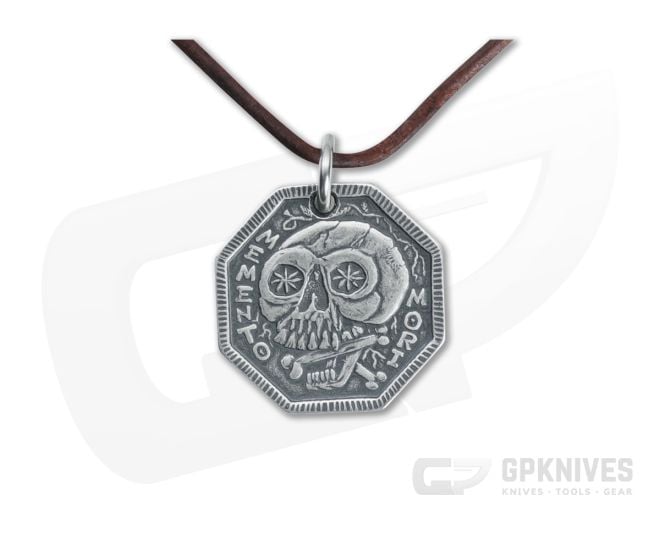 Shire Post Mint Memento Mori Silver Necklace - SPM-MM-SV-P-LEATHER