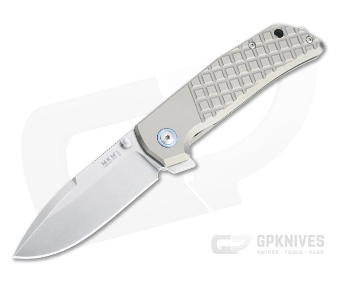 MKM Mikita x Terzuola Maximo Stonewashed M390 Gray Titanium Frame Lock Flipper MM-T - MKM-MM-T