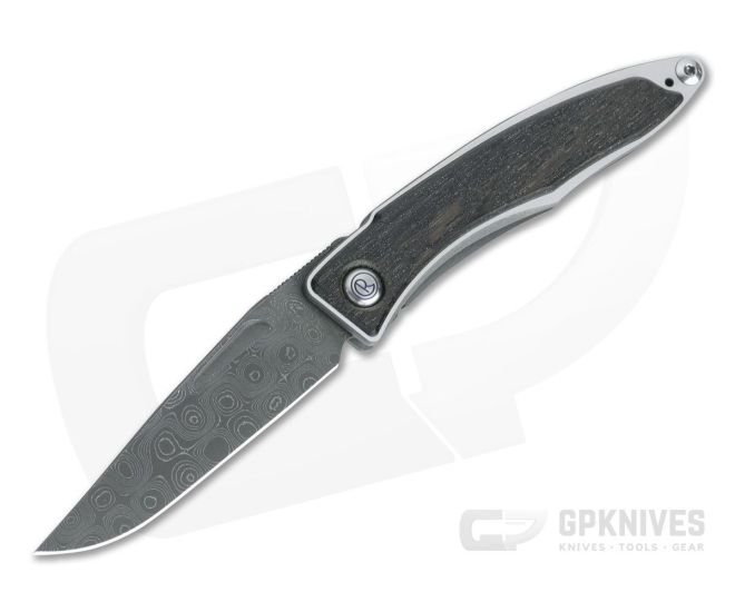 Chris Reeve Mnandi Raindrop Damascus Bog Oak Wood Gentleman's Titanium Frame Lock Folder MNA-1006 - CRK-MNA-1006