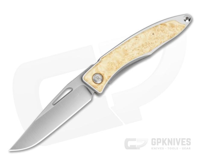 Chris Reeve Mnandi Box Elder Burl Wood Polished Titanium MagnaCut Frame Lock Knife (2.75" Blade) MNA-1008-026 - CRK-MNA-1008-026