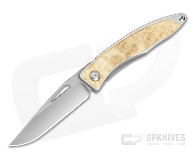 Chris Reeve Mnandi Box Elder Burl Wood Polished Titanium MagnaCut Frame Lock Knife (2.75" Blade) MNA-1008-030 - CRK-MNA-1008-030
