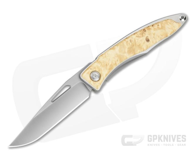 Chris Reeve Mnandi Box Elder Burl Wood Polished Titanium MagnaCut Frame Lock Knife (2.75" Blade) MNA-1008-031 - CRK-MNA-1008-031