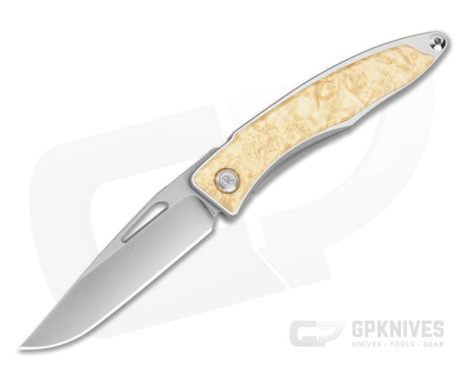 Chris Reeve Mnandi Box Elder Burl Wood Polished Titanium MagnaCut Frame Lock Knife (2.75" Blade) MNA-1008-032 - CRK-MNA-1008-032