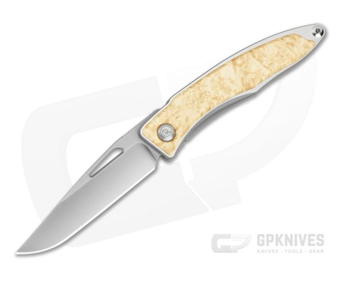 Chris Reeve Mnandi Box Elder Burl Wood Polished Titanium MagnaCut Frame Lock Knife (2.75" Blade) MNA-1008-034 - CRK-MNA-1008-034