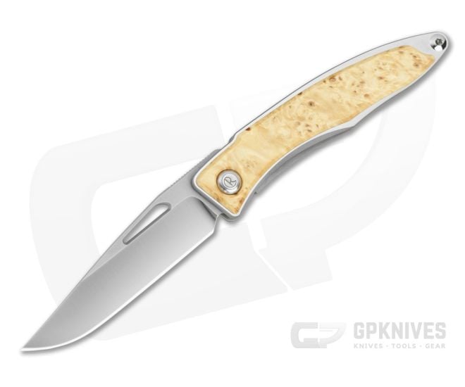 Chris Reeve Mnandi Box Elder Burl Wood Polished Titanium MagnaCut Frame Lock Knife (2.75" Blade) MNA-1008-035 - CRK-MNA-1008-035