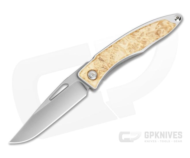Chris Reeve Mnandi Box Elder Burl Wood Polished Titanium MagnaCut Frame Lock Knife (2.75" Blade) MNA-1008-036 - CRK-MNA-1008-036