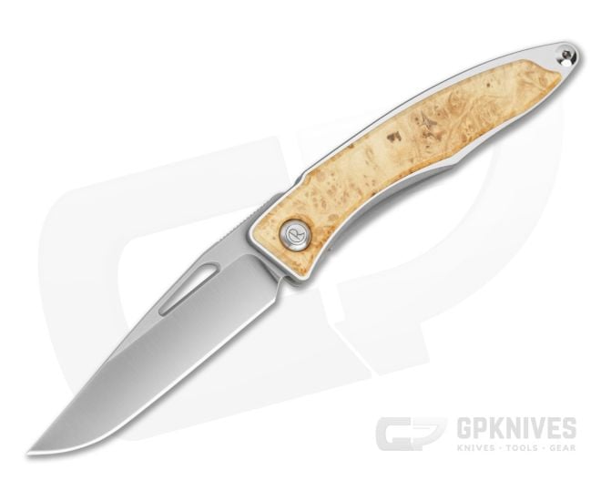 Chris Reeve Mnandi Box Elder Burl Wood Polished Titanium MagnaCut Frame Lock Knife (2.75" Blade) MNA-1008-037 - CRK-MNA-1008-037
