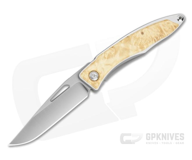 Chris Reeve Mnandi Box Elder Burl Wood Polished Titanium MagnaCut Frame Lock Knife (2.75" Blade) MNA-1008-038 - CRK-MNA-1008-038