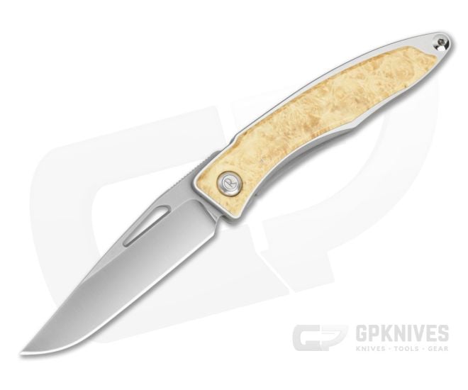 Chris Reeve Mnandi Box Elder Burl Wood Polished Titanium MagnaCut Frame Lock Knife (2.75" Blade) MNA-1008-040 - CRK-MNA-1008-040