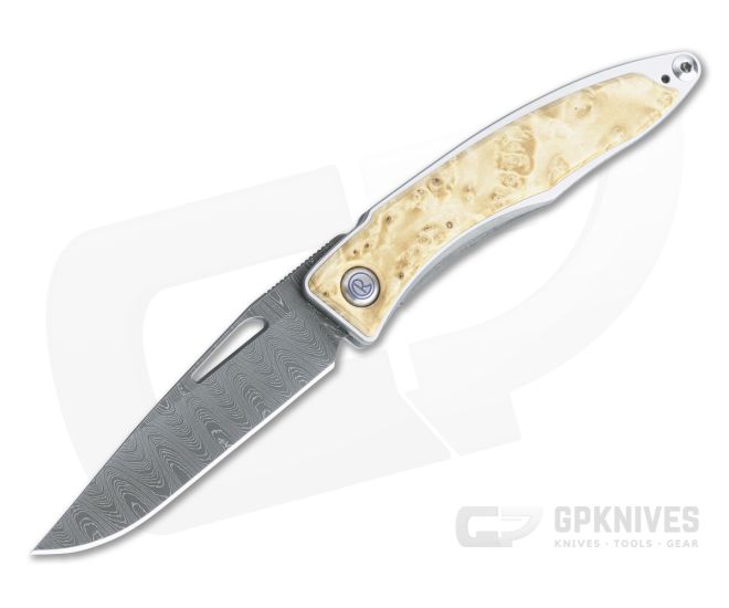 Chris Reeve Mnandi Box Elder Ladder Damascus Frame Lock Folder 001 - CRK-MNA-1012-001
